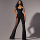 Backless Sling Mesh Patchwork Jumpsuit GAXB-Q150JP