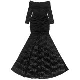 One Shoulder Lace Ruched Maxi Dress BY-7620