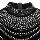 Velour Hot Drill Long Sleeve Maxi Dress BY-7617