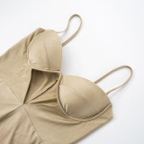 Tight Sport Solid Color Micro Flare Jumpsuit GDSF-D24JP701