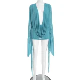 Mesh Long Sleeve Backless Mini Dress GDSF-D25DS222