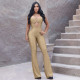Tight Sport Solid Color Micro Flare Jumpsuit GDSF-D24JP701