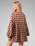 Casual Plaid Print V Neck Mini Dress XHXF-479
