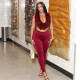 Furzzy Halterneck Backless Two Piece Pants Set GDSF-C25ST141