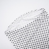 Contrast-Color Polka Dot Print Long-Sleeve Short Suit GDSF-D25ST398