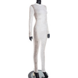 Zipper Long Sleeve Snake Print Jumpsuit MXBF-J25JP427