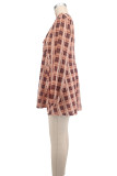 Casual Plaid Print V Neck Mini Dress XHXF-479