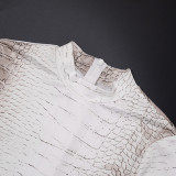 Zipper Long Sleeve Snake Print Jumpsuit MXBF-J25JP427
