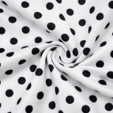 Contrast-Color Polka Dot Print Long-Sleeve Short Suit GDSF-D25ST398