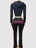 Letter Print Long Sleeve Pants 2 Piece Set GFCF-1430