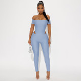 One Shoulder Solid Color Jumpsuit MXBF-J25JP432