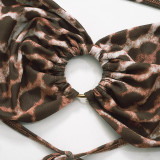 Leopard Mesh Print Long Sleeve Two Piece Pants Set GDSF-D24ST567