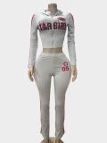 Letter Print Long Sleeve Pants 2 Piece Set GFCF-1430