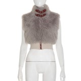 Sleeveless Furzzy Zipper Tops GDSF-C25TP258