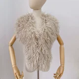 Solid Color Backless Halterneck Fur Top HBRS-5227