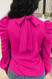 Stand-up Collar Puff Sleeve Back-Tie Top BGN-BN231