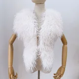 Solid Color Backless Halterneck Fur Top HBRS-5227