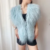 Solid Color Backless Halterneck Fur Top HBRS-5227