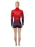 Polka Dot Print Zipper Long Sleeve Romper SHD-9576