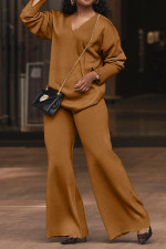 Plus Size Solid-Color Thickened Suede Two-Piece Pants Set BGN-BN318