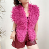 Solid Color Backless Halterneck Fur Top HBRS-5227