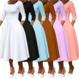 Plus Size Solid Color U Neck Maxi Dress BGN-BN281