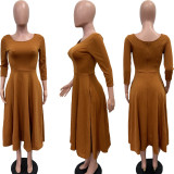 Plus Size Solid Color U Neck Maxi Dress BGN-BN281