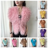 Solid Color Backless Halterneck Fur Top HBRS-5227