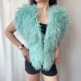 Solid Color Backless Halterneck Fur Top HBRS-5227