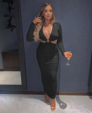 V Neck Hollow Out Long Dress BGN-BN268