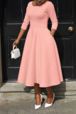 Plus Size Solid Color U Neck Maxi Dress BGN-BN281