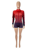 Polka Dot Print Zipper Long Sleeve Romper SHD-9576