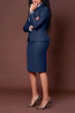 Plus Size Long Sleeve Blazer Split Skirt 2 Piece Set BGN-BN359