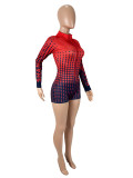 Polka Dot Print Zipper Long Sleeve Romper SHD-9576