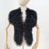 Solid Color Backless Halterneck Fur Top HBRS-5227