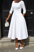 Plus Size Solid Color U Neck Maxi Dress BGN-BN281