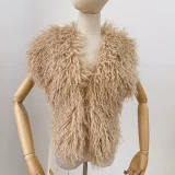 Solid Color Backless Halterneck Fur Top HBRS-5227