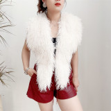 Solid Color Backless Halterneck Fur Top HBRS-5227