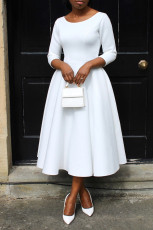 Plus Size Solid Color U Neck Maxi Dress BGN-BN281