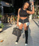 Solid Color Sleeveless T Shirt Two Piece Shorts Set GWLS-LD201099