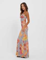Mesh Print Slim Sling Maxi Dress GWLS-202406