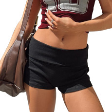 Solid Color Yoga Fitness Cuffed Shorts GWLS-202505