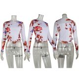 Mesh Print Long Sleeve T Shirt GWLS-202401