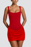 Solid Color Sleeveless Sling Mini Dress GWLS-202513