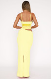 Solid Color Mesh Sling Maxi Dress GWLS-LD202508
