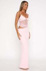 Solid Color Mesh Sling Maxi Dress GWLS-LD202508