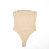 Solid Color Sleeveless Bodysuit And Short 2 Piece Set GDSF-Y25ST545