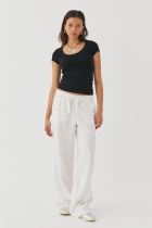 Solid Color U Neck Knits T Shirt GWLS-202402