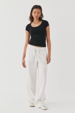 Solid Color U Neck Knits T Shirt GWLS-202402