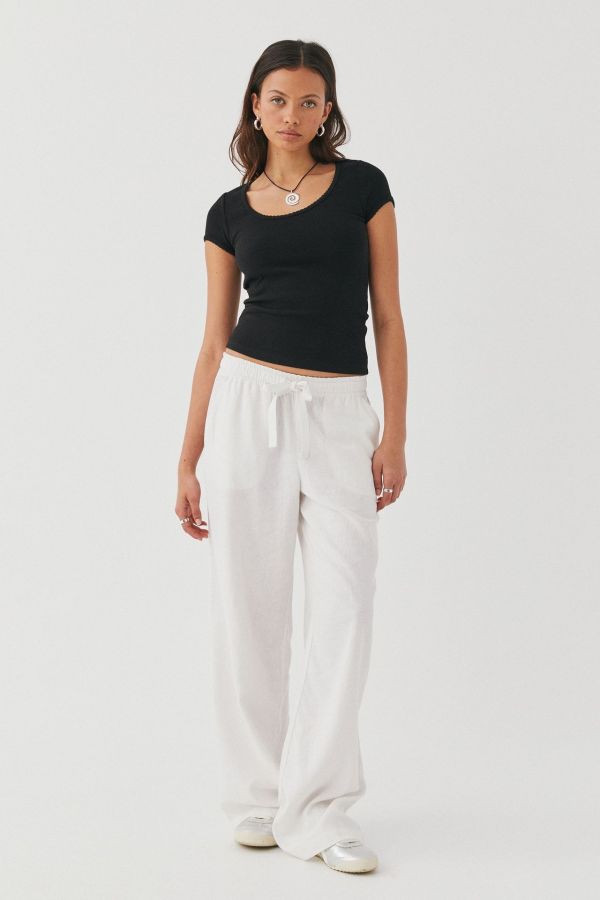 Solid Color U Neck Knits T Shirt GWLS-202402